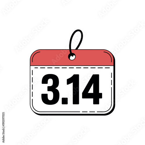 An illustration of a calendar tag displaying the date 3.14 on a white background