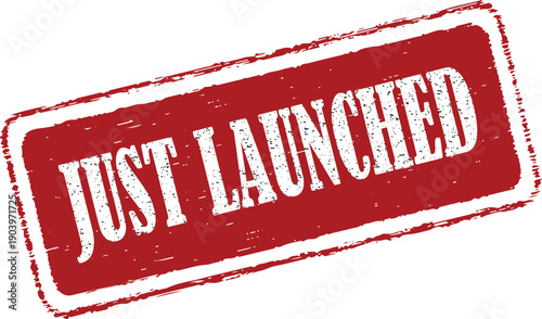 Red grunge stamp with Just Launched text