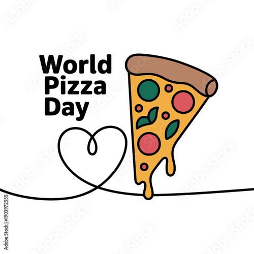 A slice of pizza with a heart on World Pizza Day