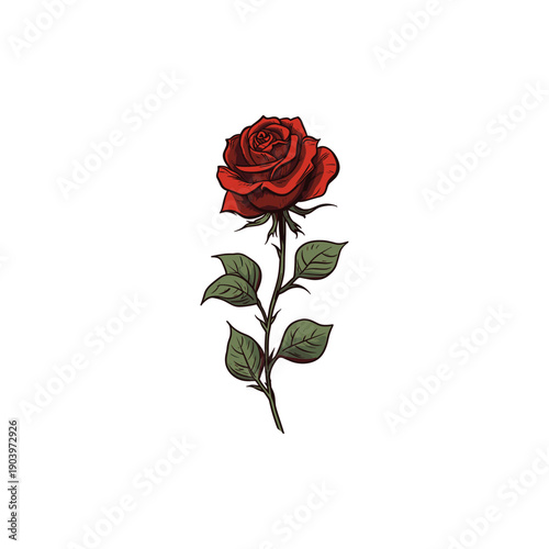 Red rose logo icon flat vector design