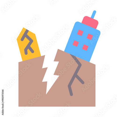 Earthquake Icon - Flat Color