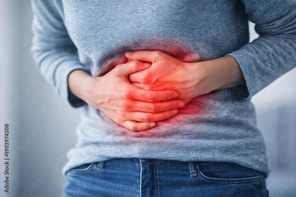 custom made wallpaper toronto digitalWoman Holding Stomach in Pain Abdominal Discomfort Concept