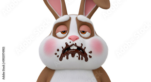 Easter bunny sick from eating too much chocolate