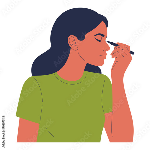 A woman applying makeup with a brush to her eye