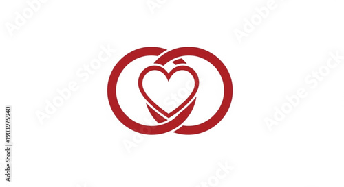 Stunning red heart shaped logo with intertwined circles