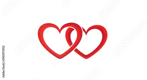 Intertwined red hearts symbolize love and connection