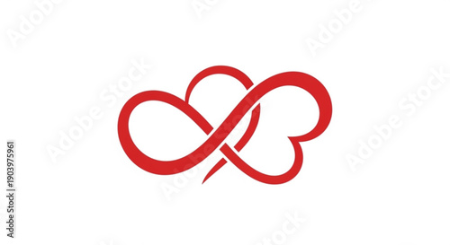 Elegant red infinity symbol merging with heart