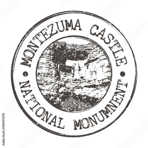 Vintage style seal of the Montezuma Castle National Monument