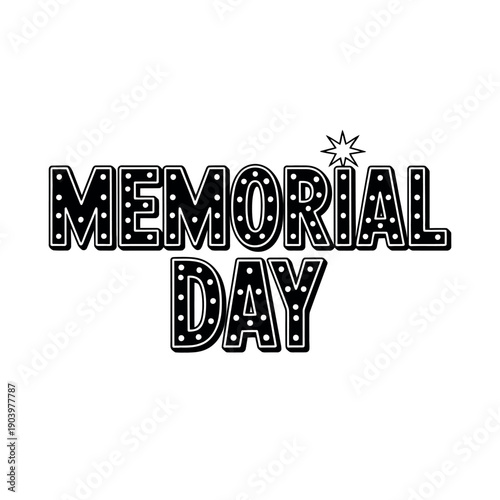A graphic illustration of Memorial Day text