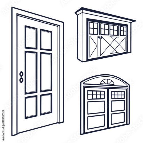 Set of door in vector format