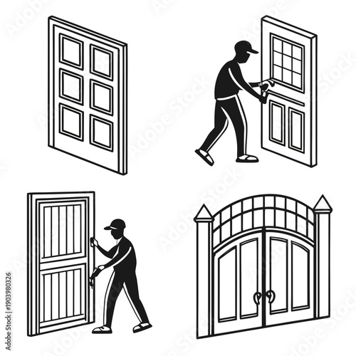 Set of door in vector format