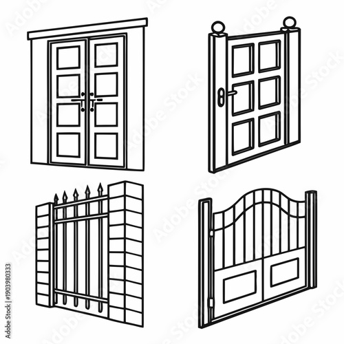 Set of door in vector format