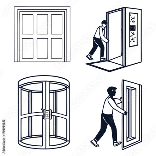 Set of door in vector format