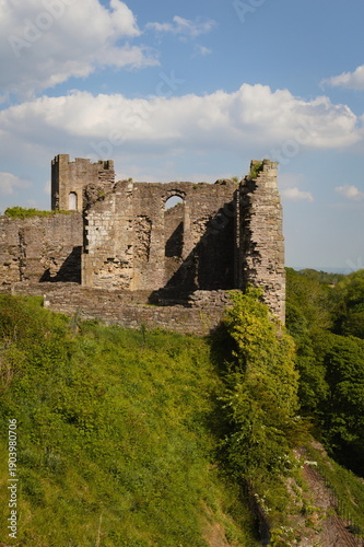 Ancient ruins of a stone castle on a hill - Richmond Castle - England