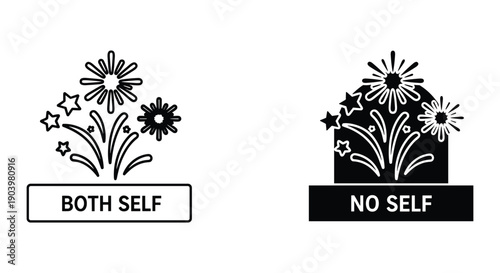 Black and White Flower Illustrations with Self Concept Text
