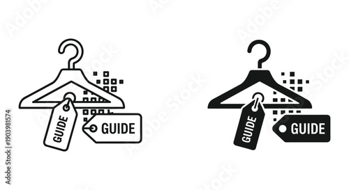 Minimalist guide and help icons with slider tags for decision making and user interface design elements