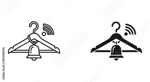 Smart Coat Hangers with Notification Bells and WiFi Connectivity Icons