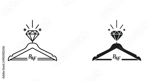 Luxury Diamond Hangers with B F Logo in Black and White Illustration