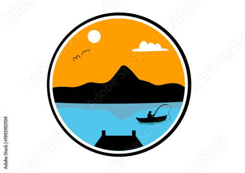 vector of fishing at lake