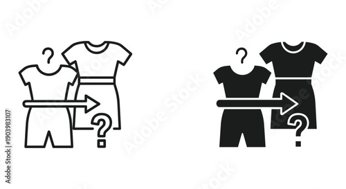 Flat lay clothing size comparison before after weight loss transformation minimalist concept