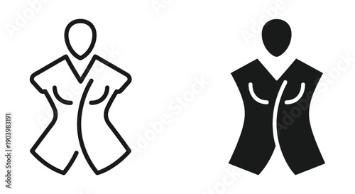 Gender neutral bathroom sign icons black and white minimalist vector design for unisex restroom