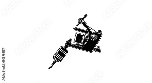 Black Coil Tattoo Machine Icon Vector Illustration