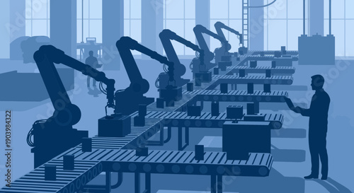 Automated Factory Production with Robotic Arms and Human Supervision