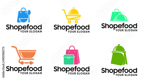 Professional fast food logo templates with modern culinary symbols. Great for restaurant, online shop, and catering brands