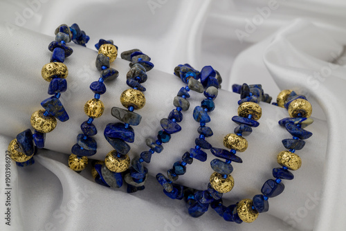 bracelet with natural stones on black background
