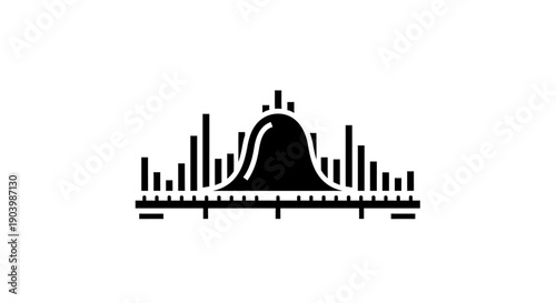 Black and White Bell Curve Graph Illustration.