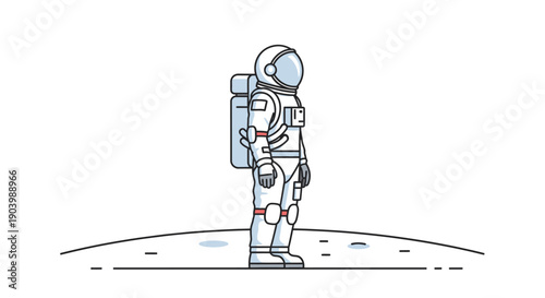 Astronaut Standing on Planetary Surface Illustration.