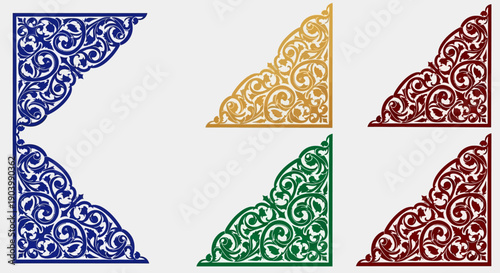 Colorful Decorative Corner Elements with Swirls.
