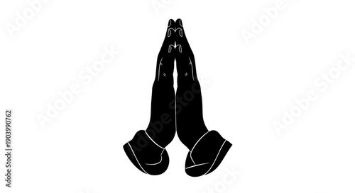 Black Leather Gloves on White Background.