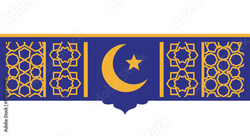 Islamic Pattern with Crescent Moon and Star.