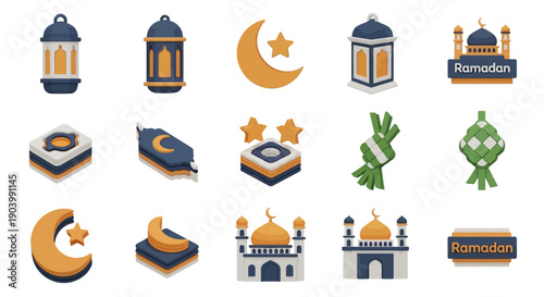 Collection of Islamic Symbols and Icons.