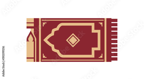Prayer Rug with Geometric Pattern Design.