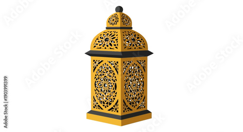 Ornate Golden Lantern with Intricate Designs.