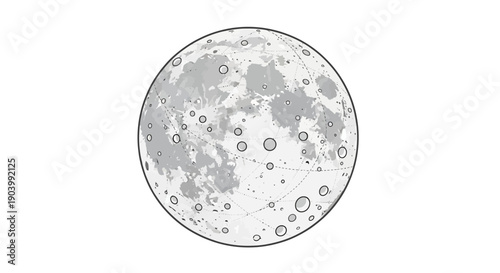 Detailed Illustration of the Moon Surface.