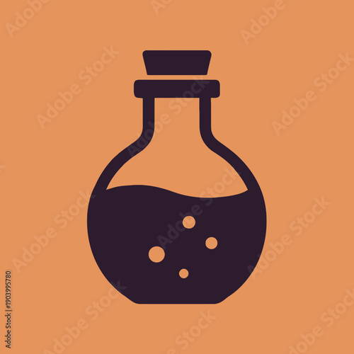 Flat vector illustration of potion bottle silhouette