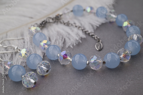 bracelet with natural stones on black background