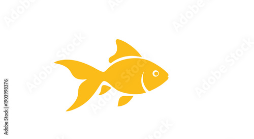 Golden Fish Icon Simple Design Element.