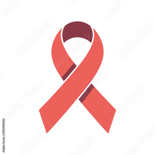 A red ribbon symbolizing awareness and support