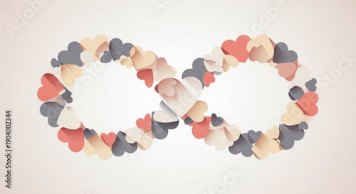 Colorful hearts form infinity symbol for love and love symbol