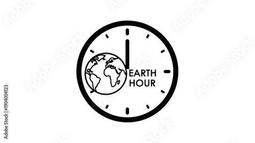 Earth Hour Clock Icon Design.