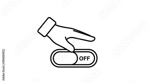 Hand turning off switch button.