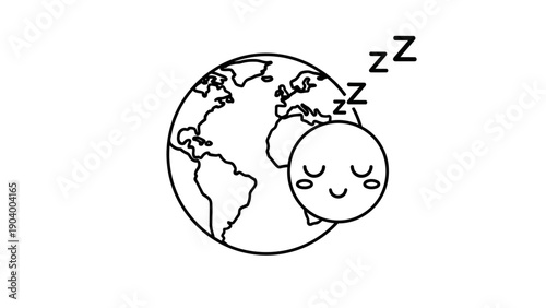 Sleepy Smiling Moon Embracing Earth Globe.