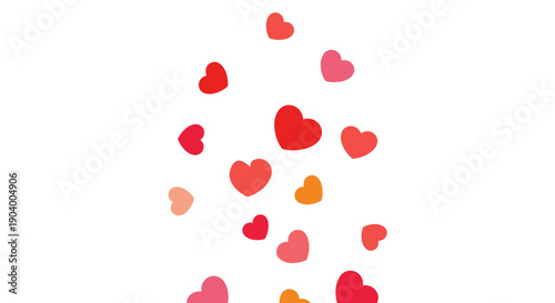 Colorful Heart Shapes Falling from Top.