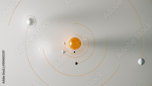 Solar system in 3D with geometric shapes and luxury design style