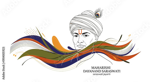 Illustration of Maharishi Dayanand Saraswati on Maharishi Dayanand Saraswati Jayanti, a significant Hindu celebration in India.