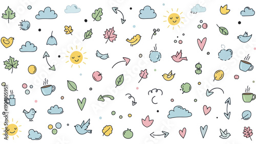 Collection of Hand Drawn Doodle Icons and Symbols.